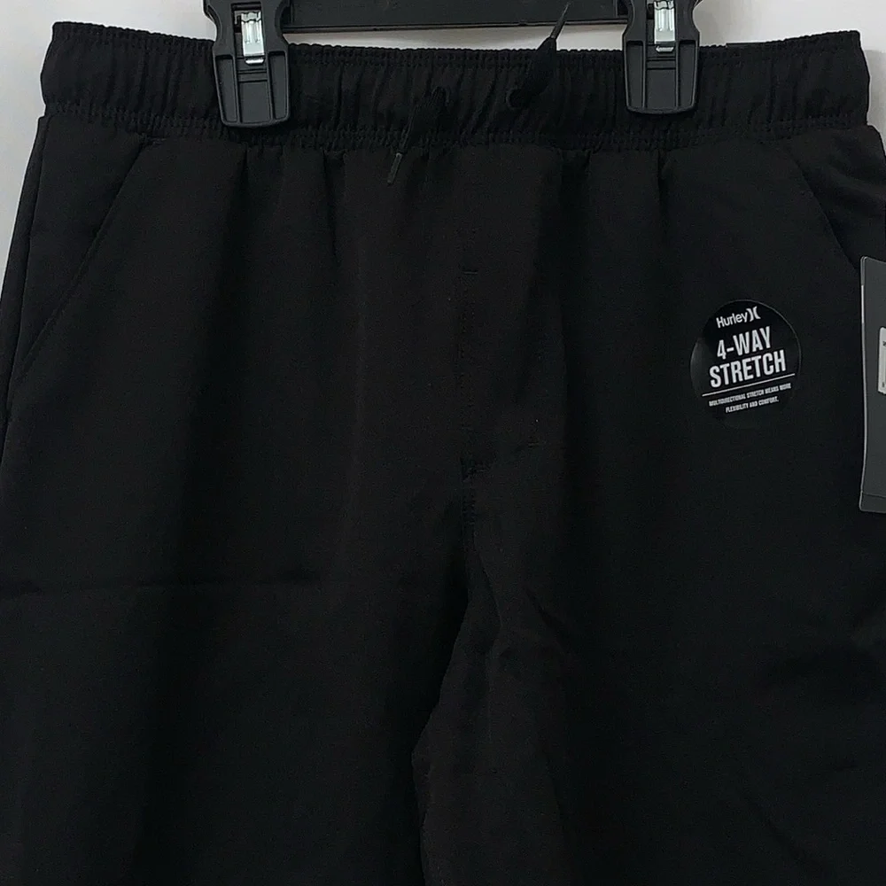 Hurley Boys Black 4-Way Stretch Hybrid Shorts Size Medium Quick‎ Dry Swim Kids